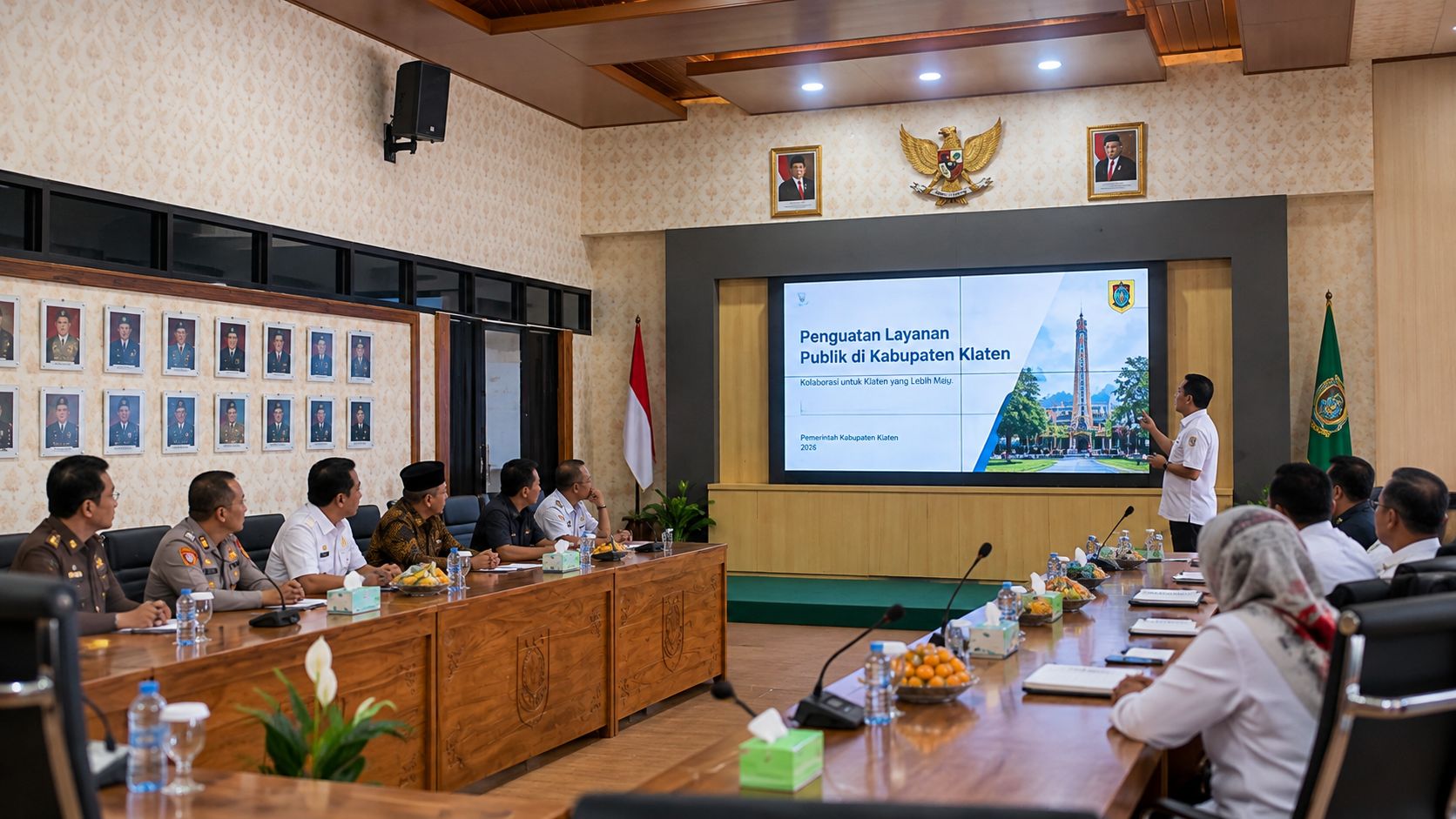 Meeting room modern dengan sistem audiovisual untuk presentasi dan video conference